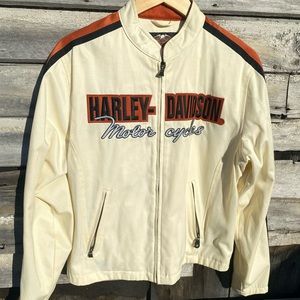 HARLEY DAVIDSON | nylon jacket off white with orange stripes
